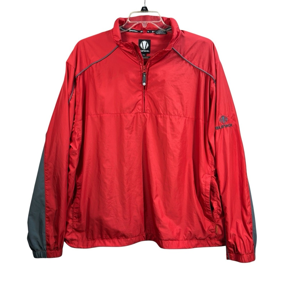 Sunice Weather 1/4 Zip Jacket Men's XXL‎ 2XL Red Windbreaker Pockets Golf